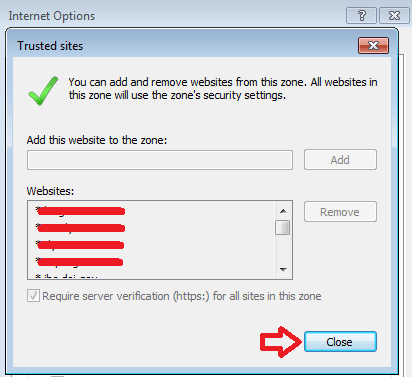 Screen capture of Internet Explorer Trusted Sites pop-up window